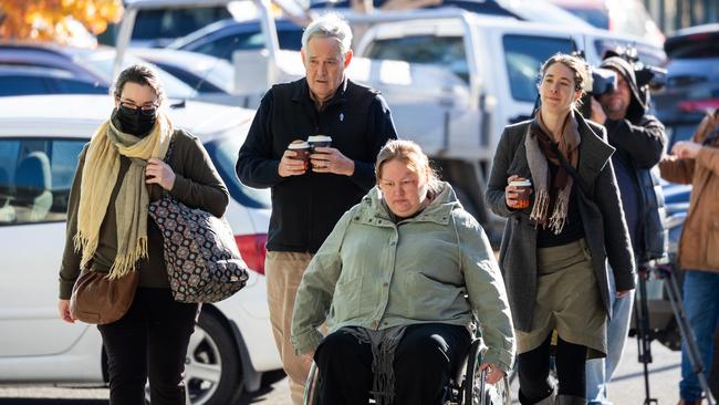 Ian Wilkinson was present in court on Monday, with his daughter Ruth Dubois (centre). Picture: David Geraghty/NewsWire