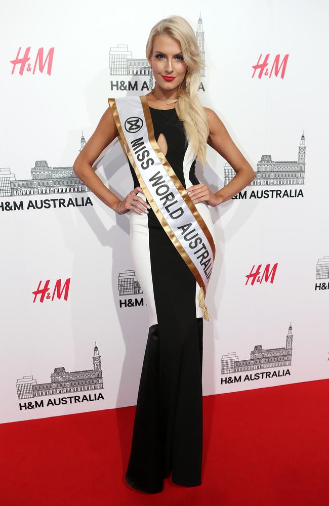 Erin Holland in the Miss World sash. Picture: Julie Kiriacoudis