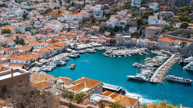 The harbour of Hydra, which can be reached by ferry or yacht.