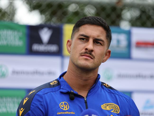 DAILY TELEGRAPH. MARCH 12, 2025.Pictured is Parramatta Eels player Dylan Brown during a media call at Eels HQ in Kellyville today. Picture: Tim Hunter.