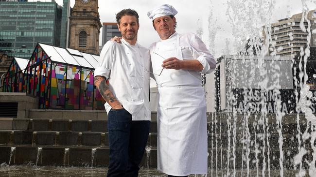 Jock Zonfrillo with Michelin Star chef Marco Pierre White. Picture: Tom Huntley