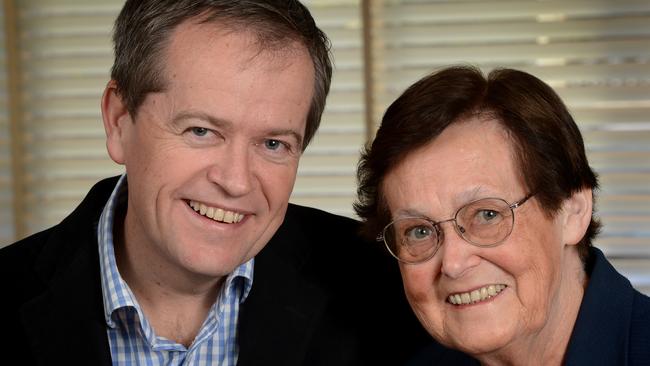 Mr Shorten pictured with his mum Ann Shorten.