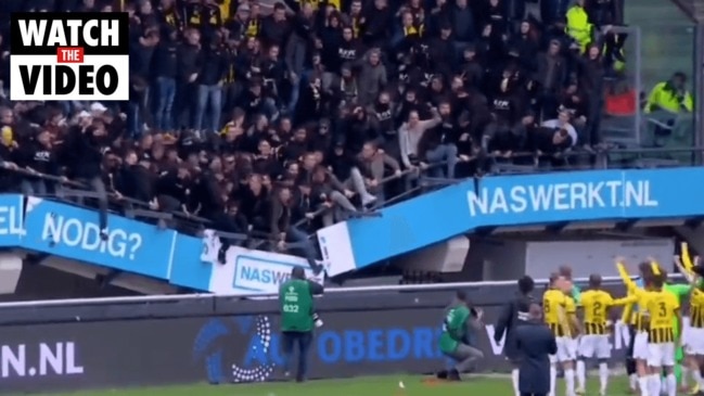 Stand collapses as fans celebrates