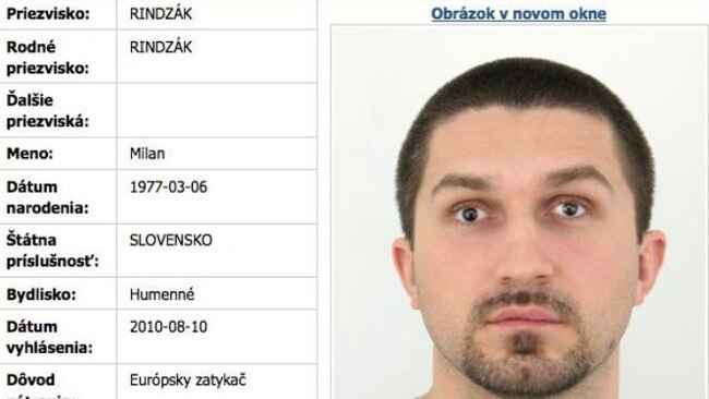 Milan Rindzak’s arrest photo and rap sheet from 2010. Picture: Supplied