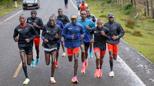 Even Olympic marathon champion Eliud Kipchoge (centre) uses fartlek sessions to improve his performance. Picture: AFP