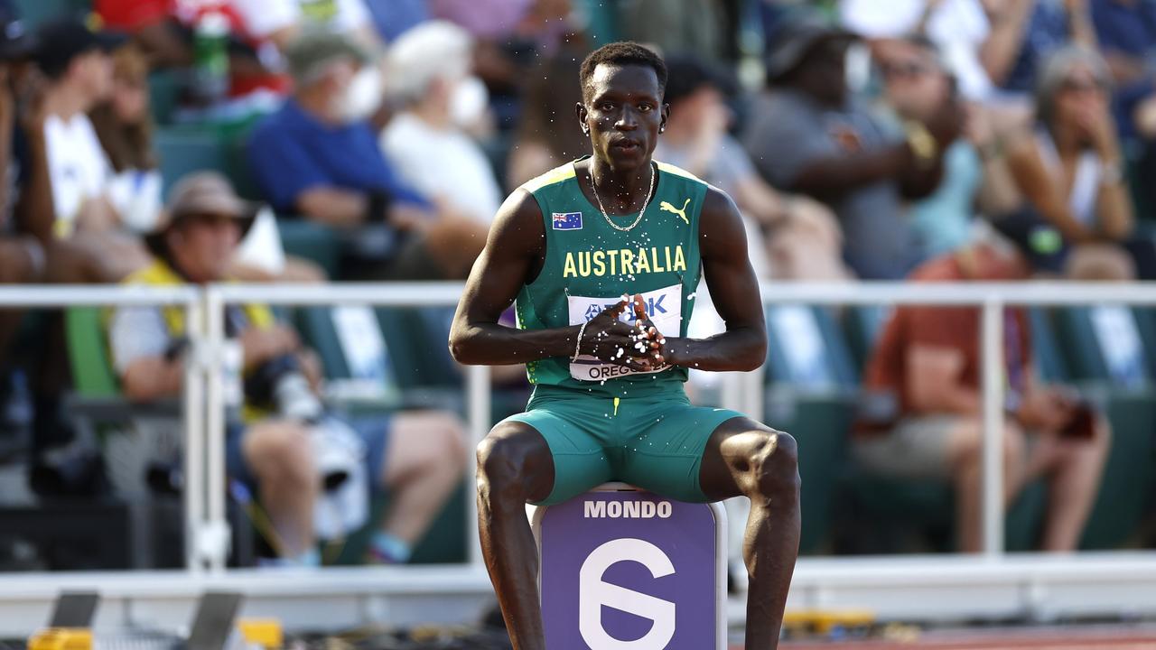 Peter Bol in the lead up to his 800m world championships heat win. Picture: Getty Images