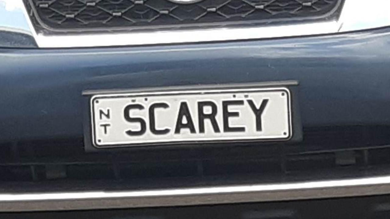 NT funny number plate, SCAREY. Picture: Facebook / NT Number Plates