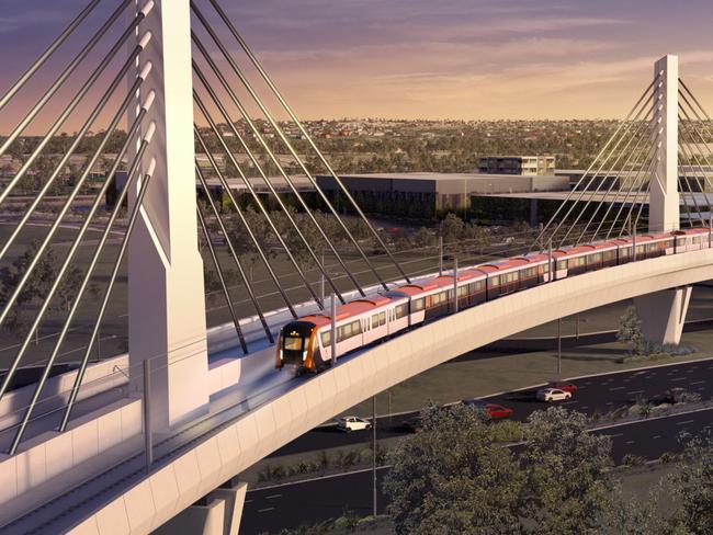 Artist impression of the Skytrain at Rouse Hill Town Centre.