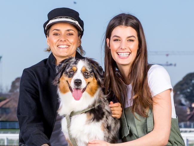 Moana Hope and partner Isabella Carlstrom with Aya the dog. Picture: Tim Carrafa