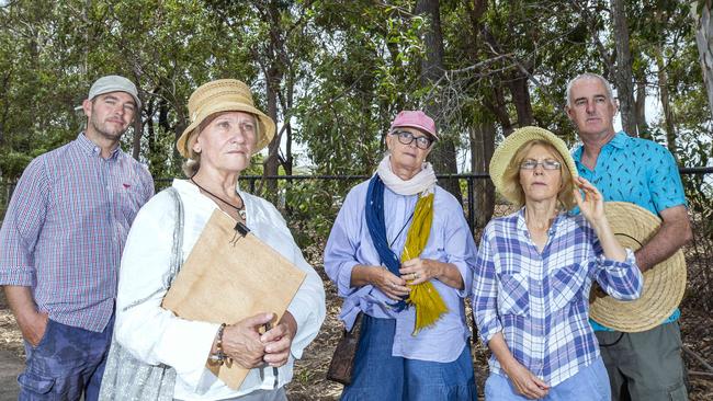  Bayside Action Group members Sebastian Schundau, Cherie Crane, Merete Megarrity, Debra McCoy and Jeremy Price at Lota. Picture: Renae Droop/AAP