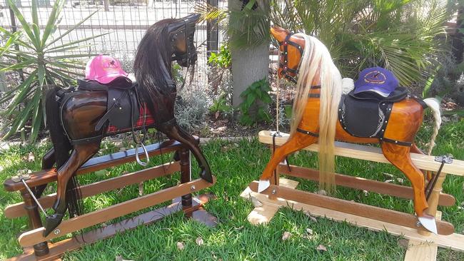 Each of Mr Smith's rocking horses is adorned with leather features and real horsehair