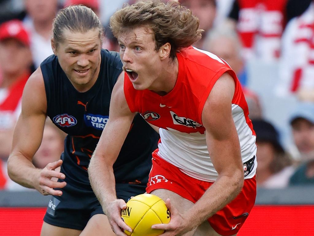 Nick Blakey on a back flank worked wonders for the Swans. Picture: AFL Photos/Getty Images