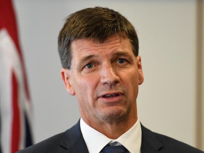 Federal Energy Minister Angus Taylor addresses media following a COAG Energy Council Meeting in Sydney, Friday, October 26, 2018. (AAP Image/Dan Himbrechts) NO ARCHIVING