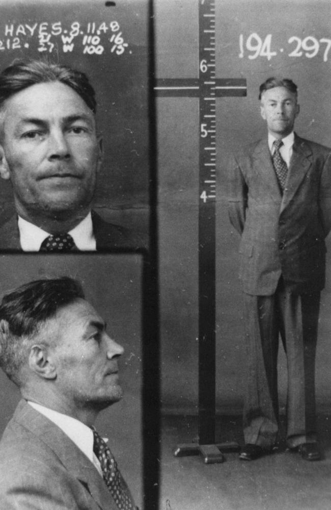 Life of crime... Police mug shots of John 'Chow' Hayes in 1948.