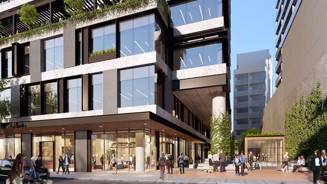 An artist impression from ground level of a planned twin tower development on Yarra and Claremont streets in South Yarra, with more than 600 apartments and office space. Picture: Supplied.