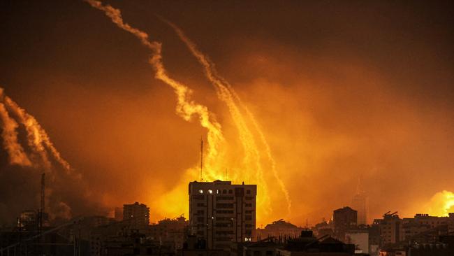 Smoke rises and billows in different regions of Gaza as the Israeli army conducts the most intense air attacks on the 21st day of the conflict. Picture: Getty