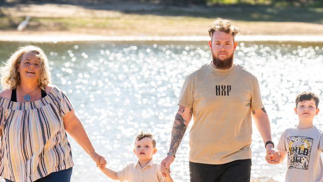 Joshua Carey is now a dad of two sons Huxley (centre) and Rokerson (right). He is with his mum Joanne Carey (left). Photo: Simon Dallinger