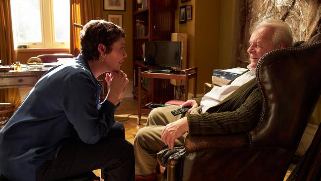 Olivia Colman and Anthony Hopkins in <i>The Father</i>.