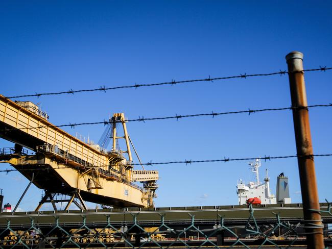 An unknown coal ship is loaded with coal in the Port of Newcastle today (15/07/2019). Pic Liam Driver