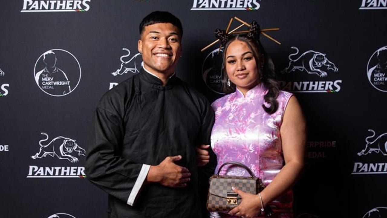 Brian To’o with his fiancee Moesha Crichton-Ropati at Penrith's presentation night. Picture: Penrith Panthers