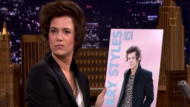 Harry? ... Kristen Wiig as Harry Styles on The Tonight Show. Picture: Supplied