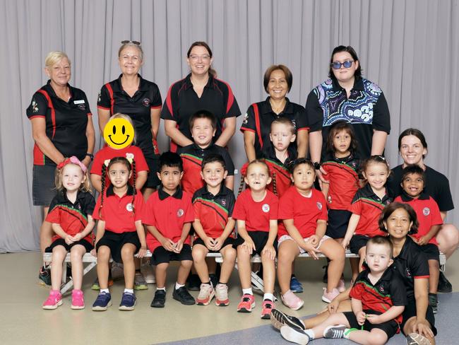 Nemarluk School Transition Class 2024. Back Row (Teacher): Mrs Hennie D, Mrs Kylie A, Miss Julie B, Ms Umi S.Middle Row Students: Charlie M, Christopher N, Amari D, Ms Sheona B.Front Row: Olivia S, Chelsea S, Alexzander R, Kayden H, Anastasia D, Suyen L, Sylvia C, C-Jay L.Floor: Oscar L, Mrs Lina C.
