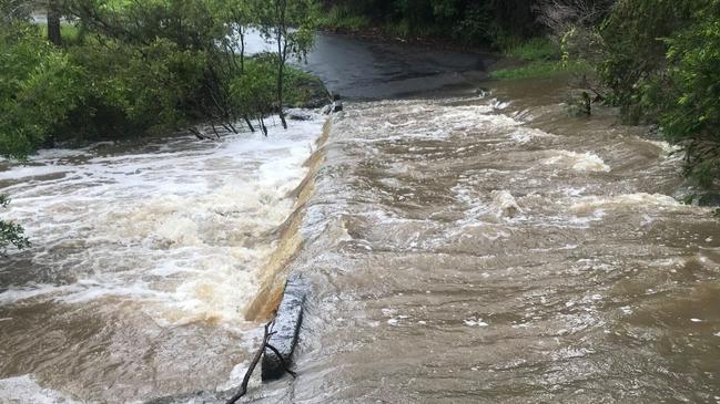 Floodwaters have been rising in Kunghur, in the Tweed Shire, on Wednesday. Picture: Jenny Leunig