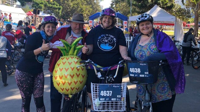 Mrs Nicholls and her family will ride with capes and all this Sunday at the Brissie to the Bay bike ride.