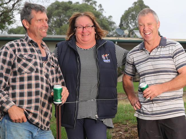 SUNDAY HERALD SUN REQUEST------CONTACT HERALD SUN PIC DESK BEFORE USING---East Gippsland fire affected areas. While Susie Edwards was away in Perth her neighbours Rick Hodge [left] and Greg Brick [right] saved her house from the flames at the base of the property in Buchan. Picture: Alex Coppel.