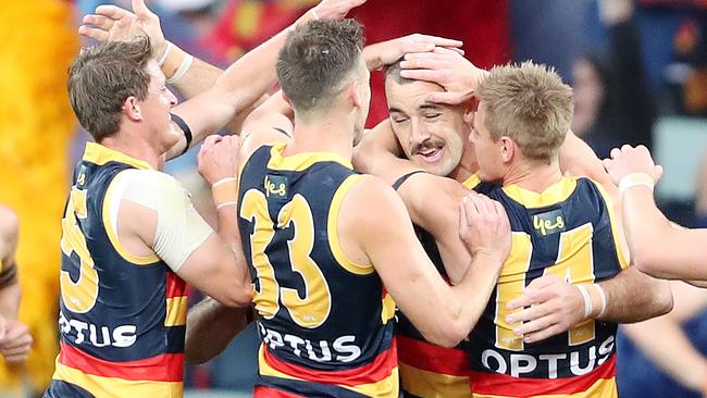 Taylor Walker breaks Adelaide’s goalkicking record held by Tony Modra. Picture: Sarah Reed