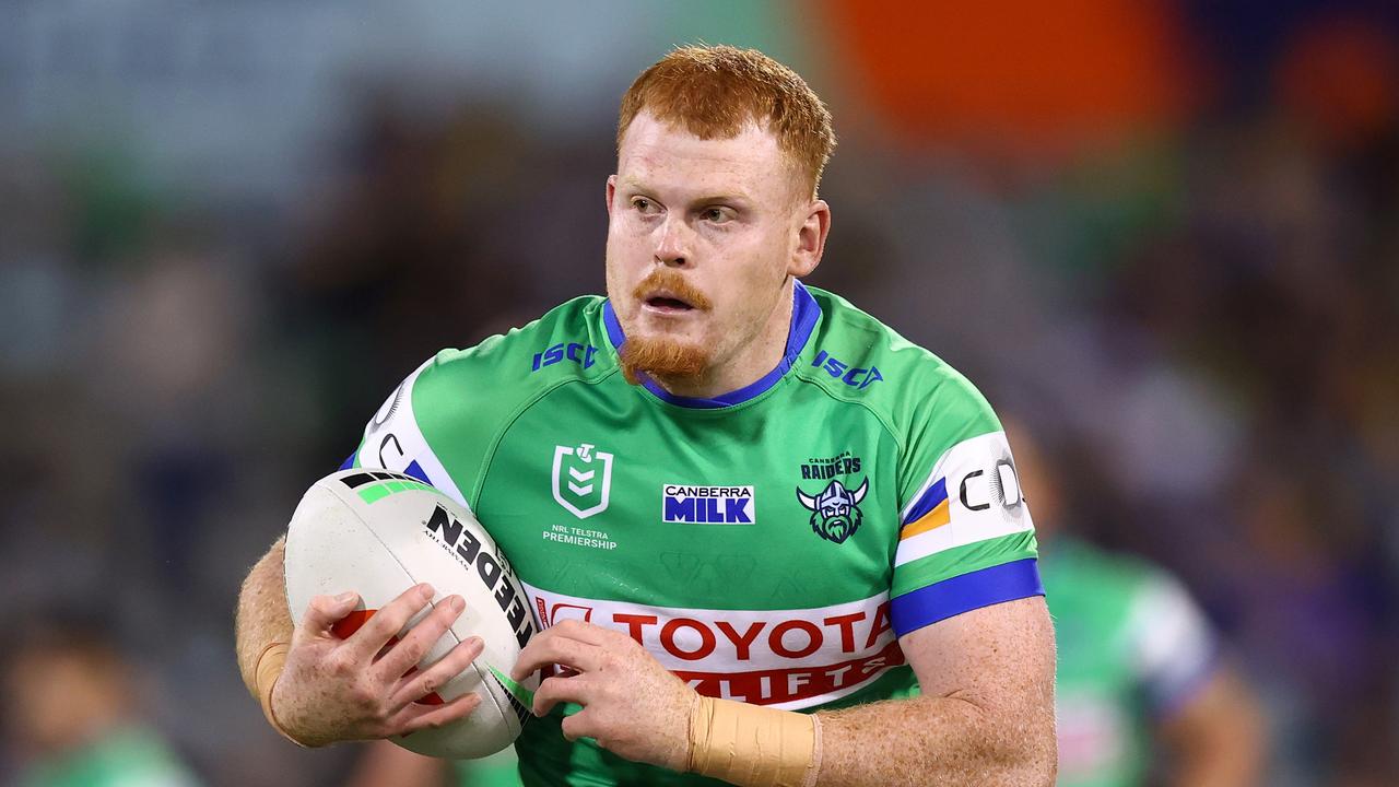 CANBERRA, AUSTRALIA - APRIL 07: Corey Horsburgh of the Raiders in action during the round five NRL match between Canberra Raiders and Parramatta Eels at GIO Stadium, on April 07, 2024, in Canberra, Australia. (Photo by Mark Nolan/Getty Images)