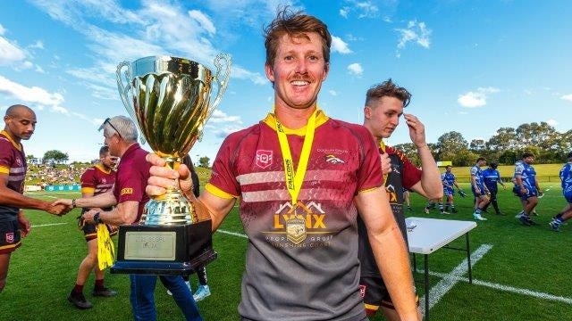 Coolum Colts player Luke Philp celebrates winning the reserve grade title in 2022. Picture: Contributed.