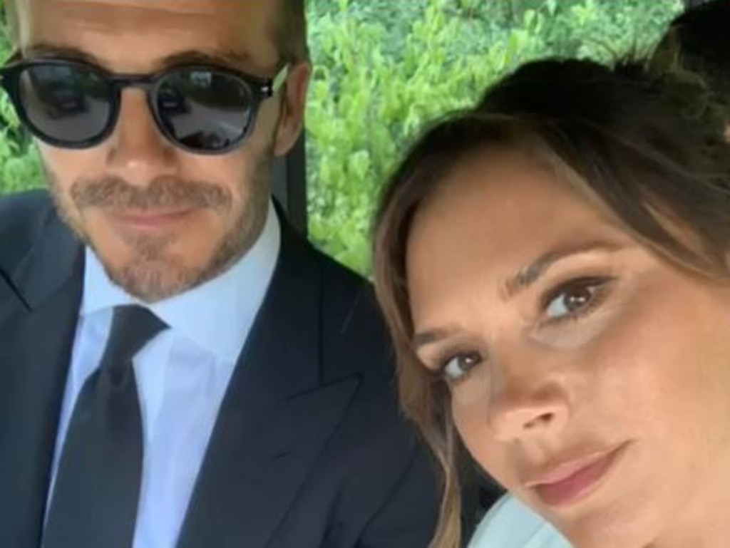 The Beckhams are visitors to Sir Elton’s place. Picture: Supplied