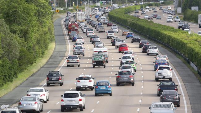 Traffic Congestion on the Pacific Motorway around the Foxwell and Abraham Road exit at Coomera. Picture: Jono Searle