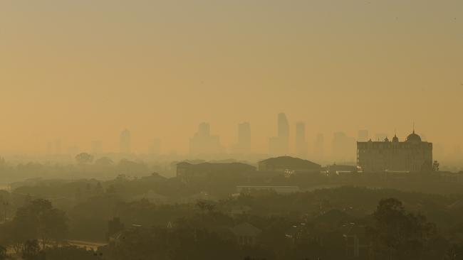 Smoky conditions over the Gold Coast this morning. Picture: Glenn Hampson