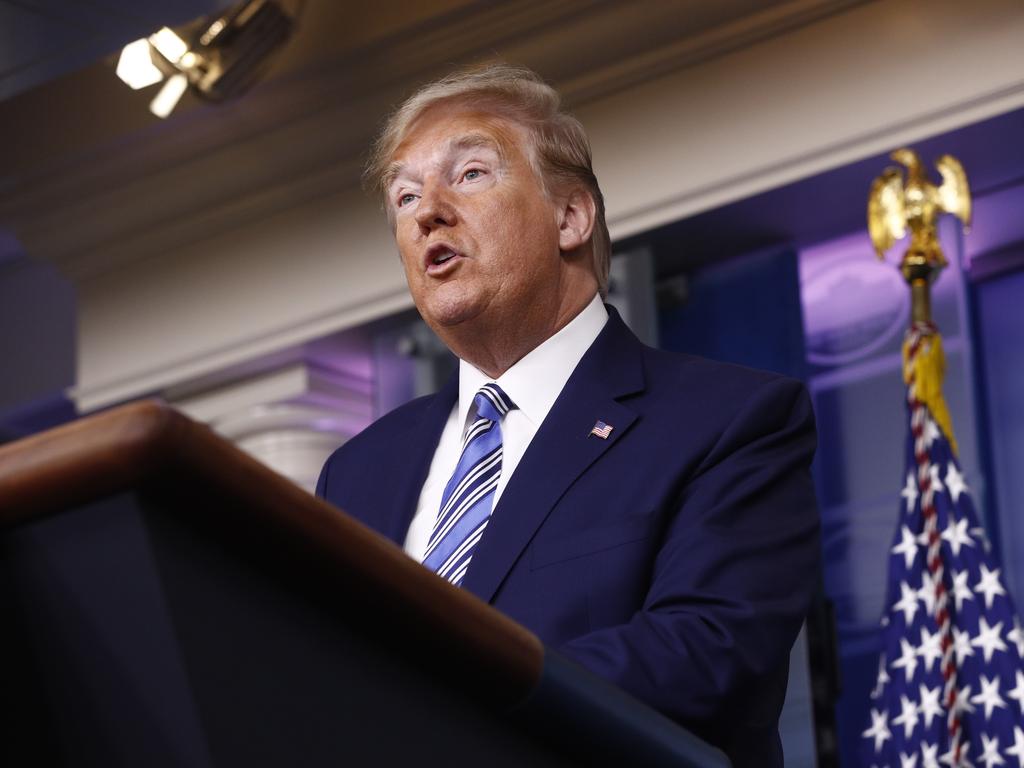 President Donald Trump speaks during a coronavirus task force briefing at the White House. Picture: Patrick Semansky/AP