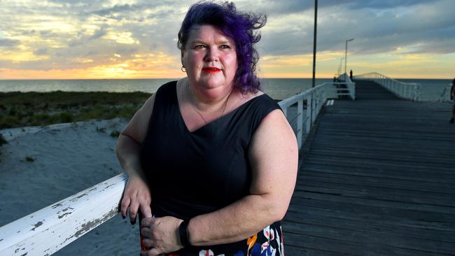 Aged care nurse Sharon Lawrence at Largs Bay jetty. Picture: Mark Brake