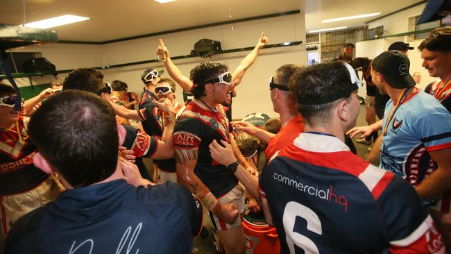 The celebrations continued on in the sheds. Picture: Sue Graham