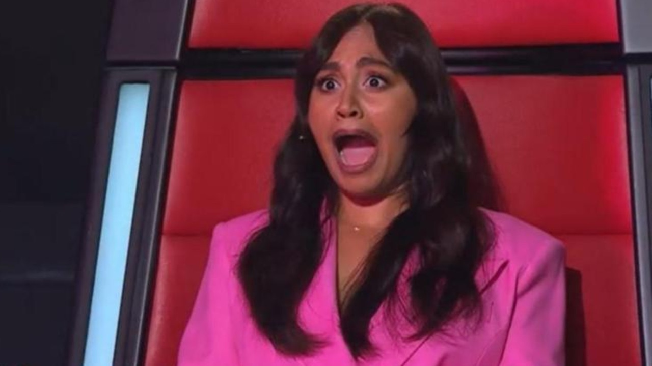 Jess Mauboy during Sunday’s The Voice premiere.