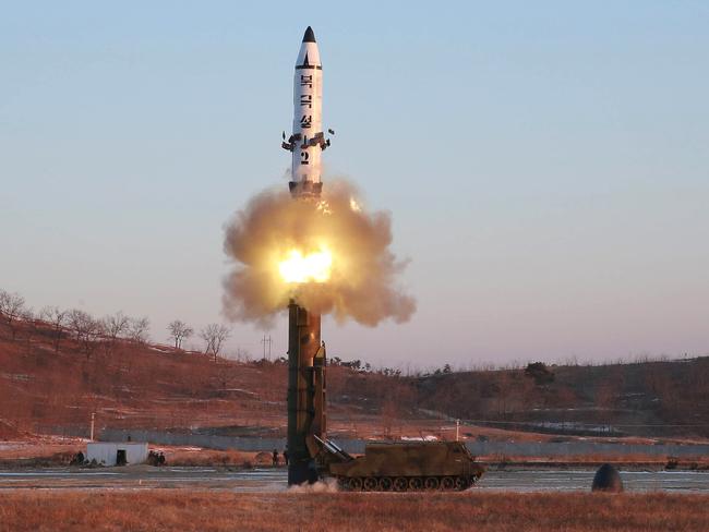 A view of the test-fire of Pukguksong-2, in Pyongyang. Picture: KCNA