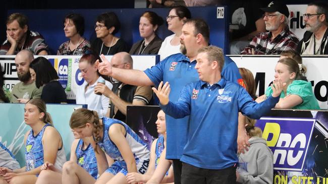 Rockhampton Cyclones then head coach Drew Fenton (front) with assistant coach Chris Muggeridge.