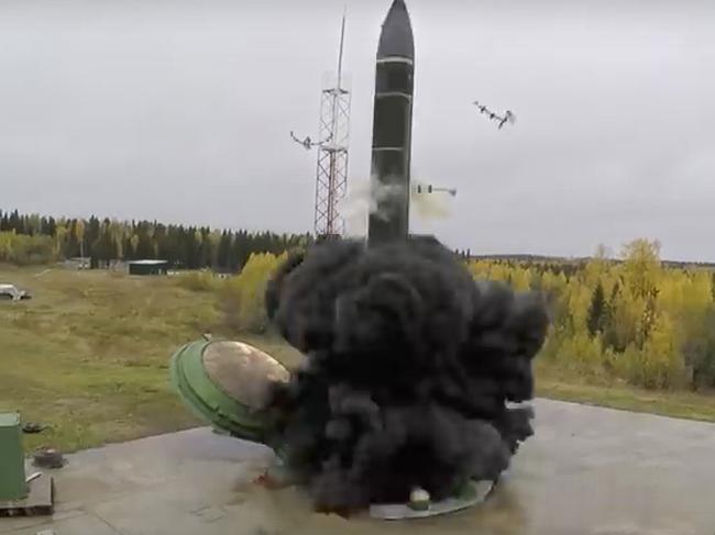 In this photo taken from undated footage distributed by Russian Defense Ministry Press Service, an intercontinental ballistic missile lifts off from a silo somewhere in Russia. The Russian military said the Avangard hypersonic weapon entered combat duty on Friday. The Kremlin has made modernization of Russia's strategic nuclear forces one of its top priorities. (Russian Defense Ministry Press Service via AP)