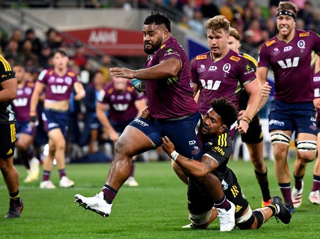 Taniela Tupou’s runs will be sorely missed by the Reds. Picture: William WEST / AFP