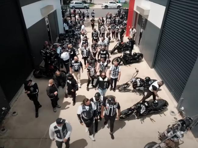 Finks bikies filmed arriving at their Cranbourne clubhouse. Picture: Supplied