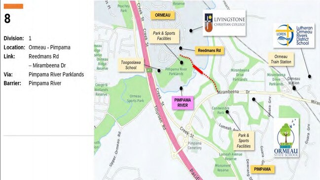 Location of proposed Pimpama green bridge on the northern Gold Coast.