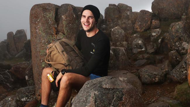 Tasmanian adventurer Lewi Taylor will begin his attempt to climb the 158 Tasman's (Tasmanian mountains over 1100 metres) in 158 days... the current record is two years. Lewi is hoping to finish on June 10th 2022. He is aiming to raise $158,000 for Cancer Council Tasmania. Picture: Nikki Davis-Jones