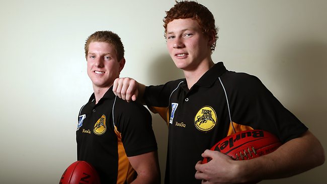 Friends Brodie Murdoch and Tim O Brien await their draft fate