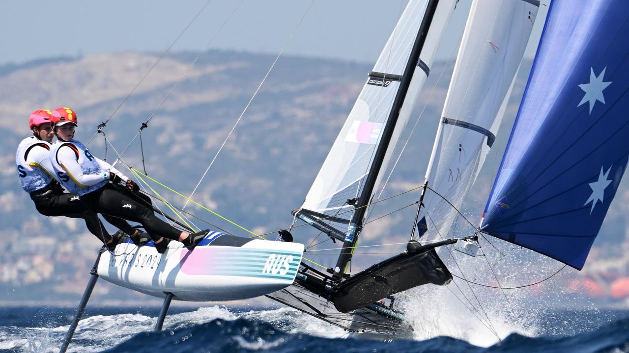 Rhiannan Brown and Brin Liddell on the water off Marseille. Picture: Clive Mason/Getty Images