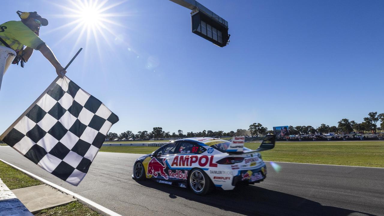 Shane van Gisbergen secures a win in race two of the Winton SuperSprint.