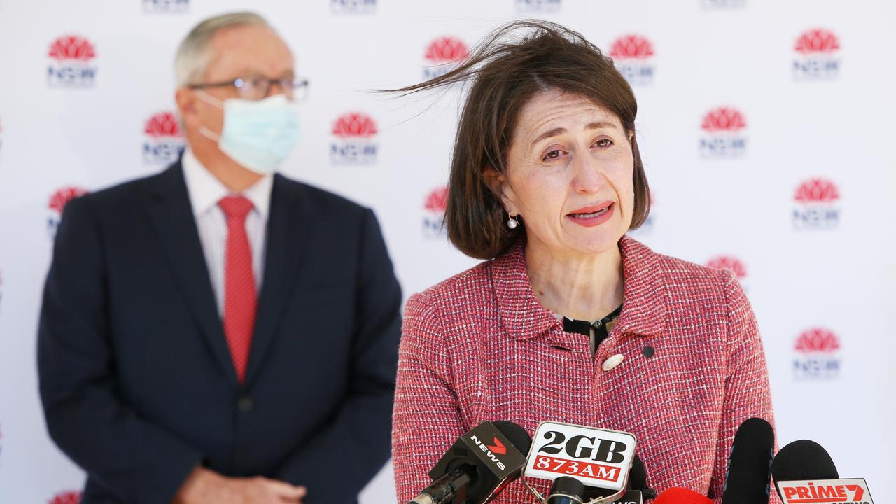 Gladys Berejiklian’s “calm, clever and sensitive navigation of the crisis” is a contrast to the behaviour of her interstate counterparts. Picture: Lisa Maree Williams/Getty Images